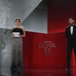 Marta Nieto y Antonio Velázquez entregadores en los Goya 2021 ©Miguel Córdoba – Cortesía de la Academia de Cine